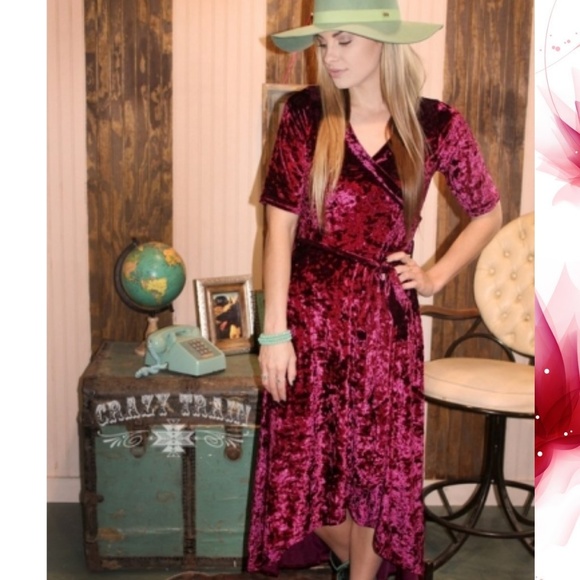 Crazy Train Dresses & Skirts - Crazy Train The Val Dress Crushed Red Wine Velvet
